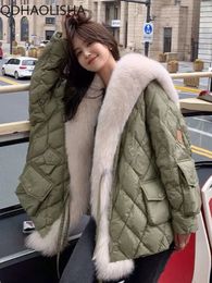 Women s Coat 2023 Winter in Jacket Faux Fur Collar Down Cotton Warm Thick Parkas Fashion Women Clothing Elegant Top 231222