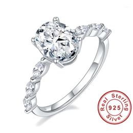 Wedding Rings Glittering Natural Moissanite Gemstone Classic Simple Type 6 Ring For Girl 925 Sterling Silver Fine Jewelry2186