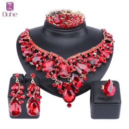 Women Bridal Jewellery Sets Wedding Necklace Earring Bracelet Ring For Brides Bridesmaid Party Accessories Crystal Decoration 231221