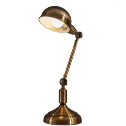 Table Lamps American Retro Mechanical Rocker Arm Eye Protection Learning Desk Lights Living Room Bedroom Bronze Metal Lighting