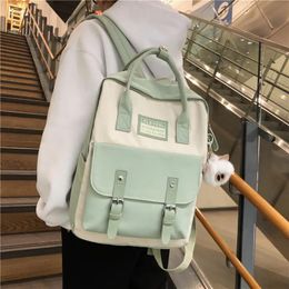 Bags Women Nylon Backpack Candy Colour Waterproof School Bags for Teenagers Girls Patchwork Backpack Female Girl Backpack Laptop Book