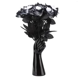 Decorative Flowers 5pcs 40cm Black Artificial Rose Flower Halloween Decoration Simulation Silk Roses DIY Bouquets Gardens Garlands Home