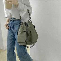 Fashion Women Handbags Waterproof Nylon Shoulder Bags Large Capacity Crossbody Bags for Women Portable Drawstring Bucket Bag 231221