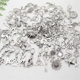 Whole - MIC IN STOCK 100 Pcs lot Mixed Charms pendant lobster Clasp Dangle For Bracelet Jewellery Making findings232P