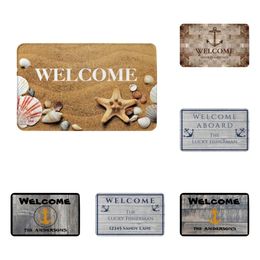 Wood Grain Beach Anchor Nautical Door Mats Kitchen Entry Welcome Soft Bath Fun 231221