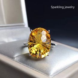 Wedding Rings Natural Brazilian Citrine Ring The Most Gem Stone The Lady Favourite 925 Sterling Silver Luxury 231222