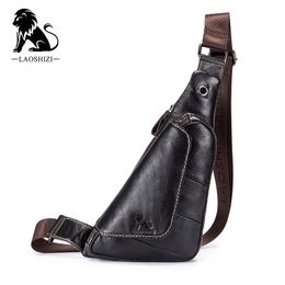 100% Genuine Leather Triangular Bag Men Messenger Bag Casual Crossbody Bag Fashion Chest Bag For Male Shoulder Bag 231221