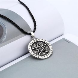 Pendant Necklaces Exquisite Large Rune Nordic Choker Viking Pentagram Jewellery Necklace Wiccan Pagan Norse1312U