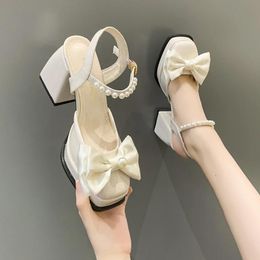 Heels 2022 New Women Fashion High Heels Womens Spring Korean Style Versatile Closed Toe Sandals Mary Jane Chunky Heel Pumps