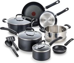 하드 Ultimate Anodized Nonstick 조리기구 세트 12 피스 오븐 400F, 뚜껑 350F 냄비 및 팬, 식기 세척기 금고 검은 색