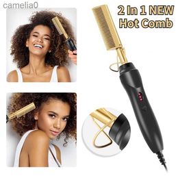 Hair Curlers Straighteners 2 in 1 Hot Comb Hair Straightener Flat Irons Straightening Brush Heating Comb Hair Straight Styler Hair Curler peigne chauffantL231222