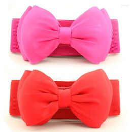 Belts 1PC Women Bowknot Cummerbunds 1PCS Elastic Bow Wide Stretch Bukle Waistband Belt Fashion Girl Dress Accessories Waist