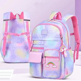 Bags 2022 New Primary School Backpack Cute Gradient Color Book Bags Girls Princess School Bags Waterproof Children Rainbow Backpacks