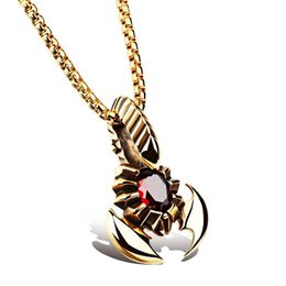Fashion Jewelry Stainless Steel Men Necklace Scorpion With Stone Golden Silver Pendant High quality Necklaces For Men237g