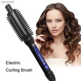 Hair Curlers Straighteners Korean Hair Curler Brush 2 In 1 Multi-function Electric Comb 220C Hair Curling Iron Salon Hair Styling Tools Dual VoltageL231222
