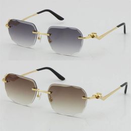 2021 Rimless Fashion Leopard Series Gold 18K Sunglasses Metal driving glasses High Quality Designer UV400 3 0 Thickness Frameless 279P