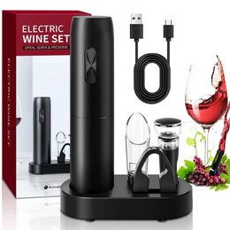 Rechargeable Electric Wine Opener Set Automatic Corkscrew Openers for Beer Bottle Foil Cutter Kitchen Bar Can 231221
