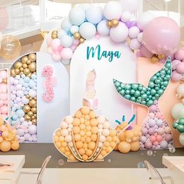 1pc DIY Mermaid Seahorse Shell Mosaic Frame Stand Balloon Filling Number Box Birthday Party Kids Toy Baby Shower Decoration 231222