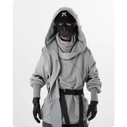 Autumn Functional Wizard Scarf Collar Sweater Casual Hoodie Men's Clothing Haruku Hooded Sweatshirt High Street Streetwear Top