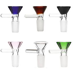 QBsomk Thick Colourful Glass Bowl 14mm 18mm Male Funnel Tobacco Bowls Herb Dry Oil Burner For Glass Bong Ash Catcher Dab Rigs