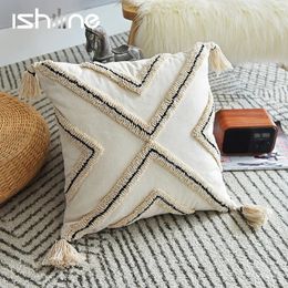 Bohemian Cushion Cover Geometric Pillow With Tassels Modern Case for Sofa Decor Pillowcase 231221