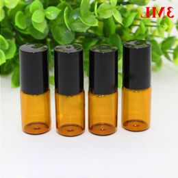 Hot 500Pcs/Lot Refillable Amber 3ml ROLL ON Fragrance PERFUME GLASS BOTTLES For ESSENTIAL OIL with Metal Roller Ball by DHL Free Shippi Ohvv