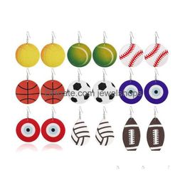 Charm 9 Styles Sports Style Football Softball Baseball Earrings Charm Pu Leather Dangle For Women Lovely Jewellery Drop Delivery Jewelr Dhzz0