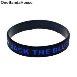 100PCS Back The Blue Line Silicone Rubber Bracelet Thick or thin letters Logo Adult Size for Promotion Gift2858