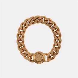 medusa Big golden chain bracelet 18K gold plated brass Luxury brand for man woman high quality designer bangles classic style link280s