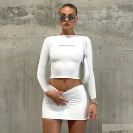 Basic Casual Dresses Y Bandage Slim Bodycon Dress Women Letter Print Short Mini Clubwear Ship Drop Delivery Apparel Womens Clothing Dhyqv