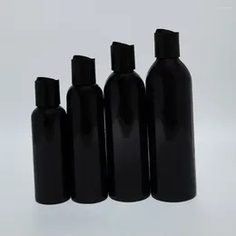 Storage Bottles 100ml 150ml 200ml 250ml Empty Refillable Black PET Bottle With Disc Top Cap 5OZ Shampoo Plastic Container