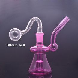 Portable Small Mini Water Pipe Bong 14mm Female Recycler Heady Beaker Bongs Water Pipe Colourful Glass Blunt Oil Rigs for Smoking with Male Glass Oil Burner Pipes Cheap