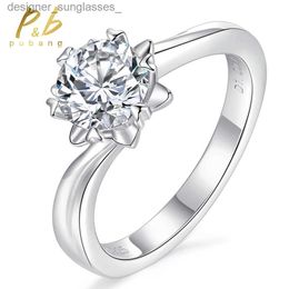 Band Rings PuBang Fine Jewelry Sparkling 925 Sterling Silver 8MM GRA Moissanite Diamond Wedding Engagement Rings for Women Anniversary GiftL231222