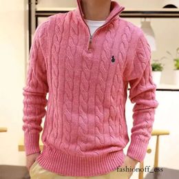 Designer Winter Mens Sweaters Ralph Polo Zip Half Knitted Pullover Pony Men Loose Casual Pure Color Sweater888 437 425