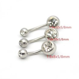 Navel & Bell Button Rings Double Clear Cz Gem Belly Button Rings Navel Bar Fashion Body Piercing Jewellery 14G 316L Surgical Steel Crys Dhhto