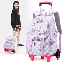 School Bags Children's Backpack Girl Wheel Trolley Bag Wheels Kids Travel Luggage With