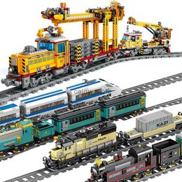 Blocks Creative Expert Ideas Lecomotive Steam Train Moc Railway Express Bricks Modular Model Building Blocks Toys for children giftsL231222