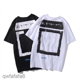 Men's T-shirts White Irregular Arrow Summer Loose Casual Short Sleeve T-shirt for Men and Women Ped Letter x on the Back F2QK