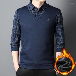 Men's Polos Arrvial Autumn Polo Shirt Warm Long Sleeve Casual Fleece Clothing Spring Korean Style Tops