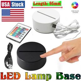 USA Stock RGB led lights 3D Touch Switch Lamp Base for Illusion 4mm Acrylic Light Panel 2A Battery or DC5V USB Powered2035