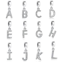 ELESHE 925 Sterling Silver A-Z Clear CZ Alphabet Letter Pendent Charm Fit Original Bracelets DIY Initial Letter Necklace Q0225250z