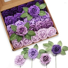 Decorative Flowers Artificial Bridal 5pcs Fake Foam Roses With Stem For DIY Wedding Decor Centerpieces Bouquets Home Christmas Decoration