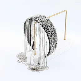 Hair Clips Eastern Luxury Baroque LongTassel Cover The Face Crystal Headband Rhinestone Tiara Accessories For Women's Wedding 230