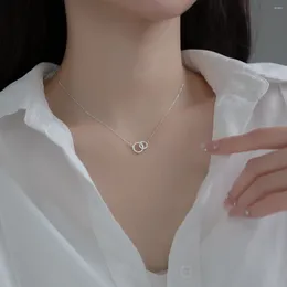 Pendants Brand Korean Style 925 Sterling Silver Necklace Circle Diamond Cute Fashion Ladies Valentine's Day Birthday Gift