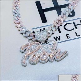 Pendant Necklaces Hip Hop Iced Out Jewellery Cuban Link Diamond Letter Custom Necklace Women Drop Delivery 2021 Pendant Necklaces Pe314L