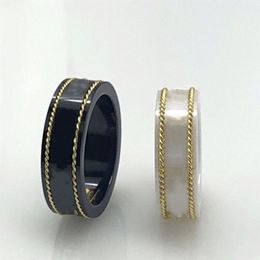 18k Gold Rim Couple Ring Fashion Simple Letter Ring Quality Ceramic Material Ring Fashion Jewellery Supply300p