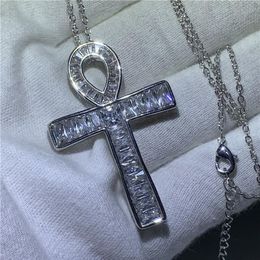 choucong ANKH Cross pendant 925 Sterling silver 5A Cz Stone Chain cross Pendant necklace for Women Men Party Wedding Jewelry297a