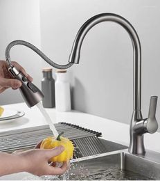 Kitchen Faucets Gun Grey Pull Rotatable And Cold Vegetable Wash Basin Faucet Sink Splash-proof Universal