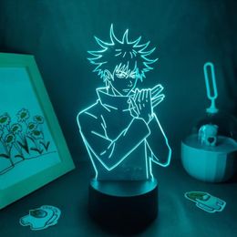 Night Lights Jujutsu Kaisen Anime Figure Megumi Fushiguro 3D LED Lamp RGB Neon Bedroom Table Desk Decoration Manga Birthday Gift184h