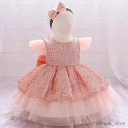 Girl's Dresses Christmas Sequin Cake Double Baby Girl Dress 1 Year Birthday Newborn Party Wedding Vestidos Kids Christening Toddler Clothes